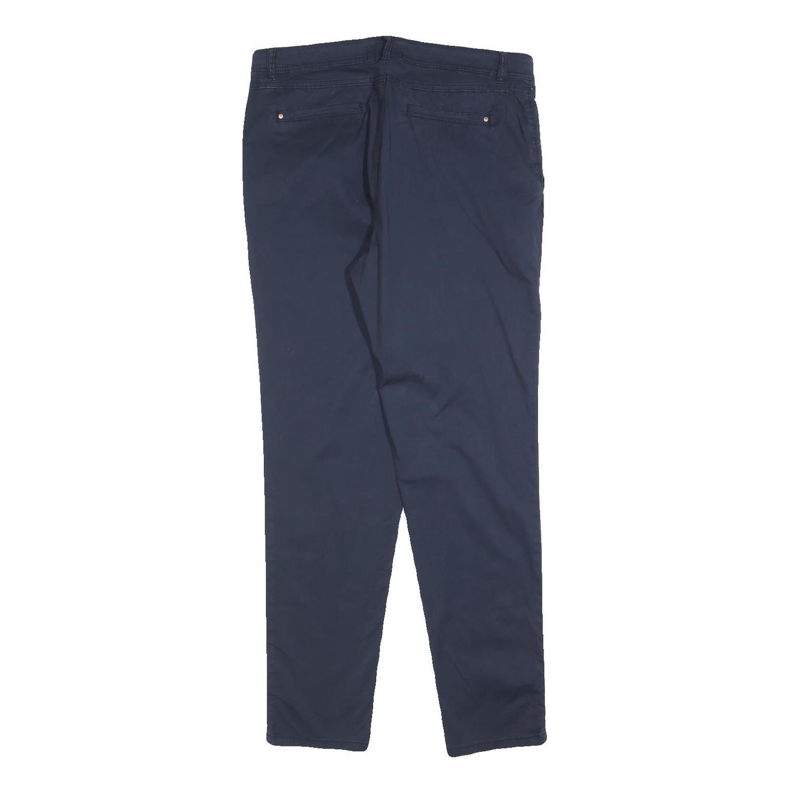 ESPIRIT Womens Navy Slim Fit Trousers Cotton Blend Zip W32 L30 Casual Workwear