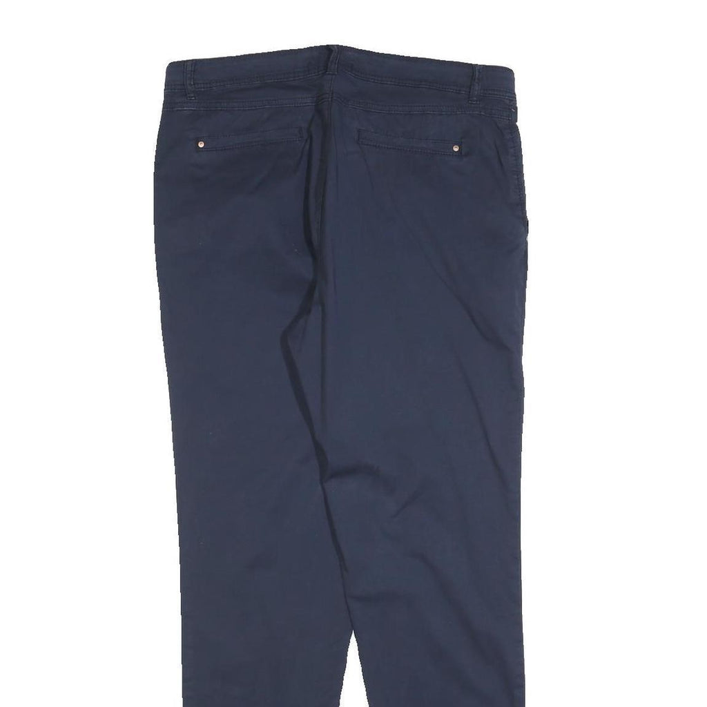 ESPIRIT Womens Navy Slim Fit Trousers Cotton Blend Zip W32 L30 Casual Workwear