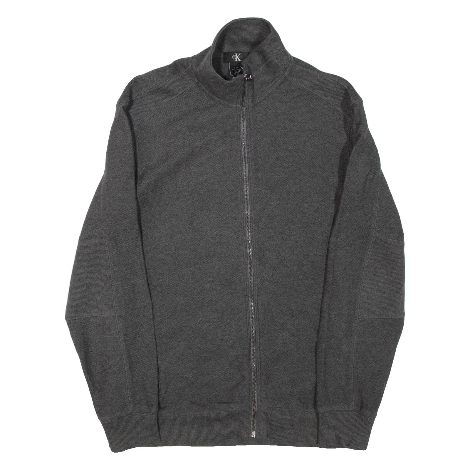 CALVIN KLEIN Mens Jumper Grey 1/4 Zip Tight Knit S