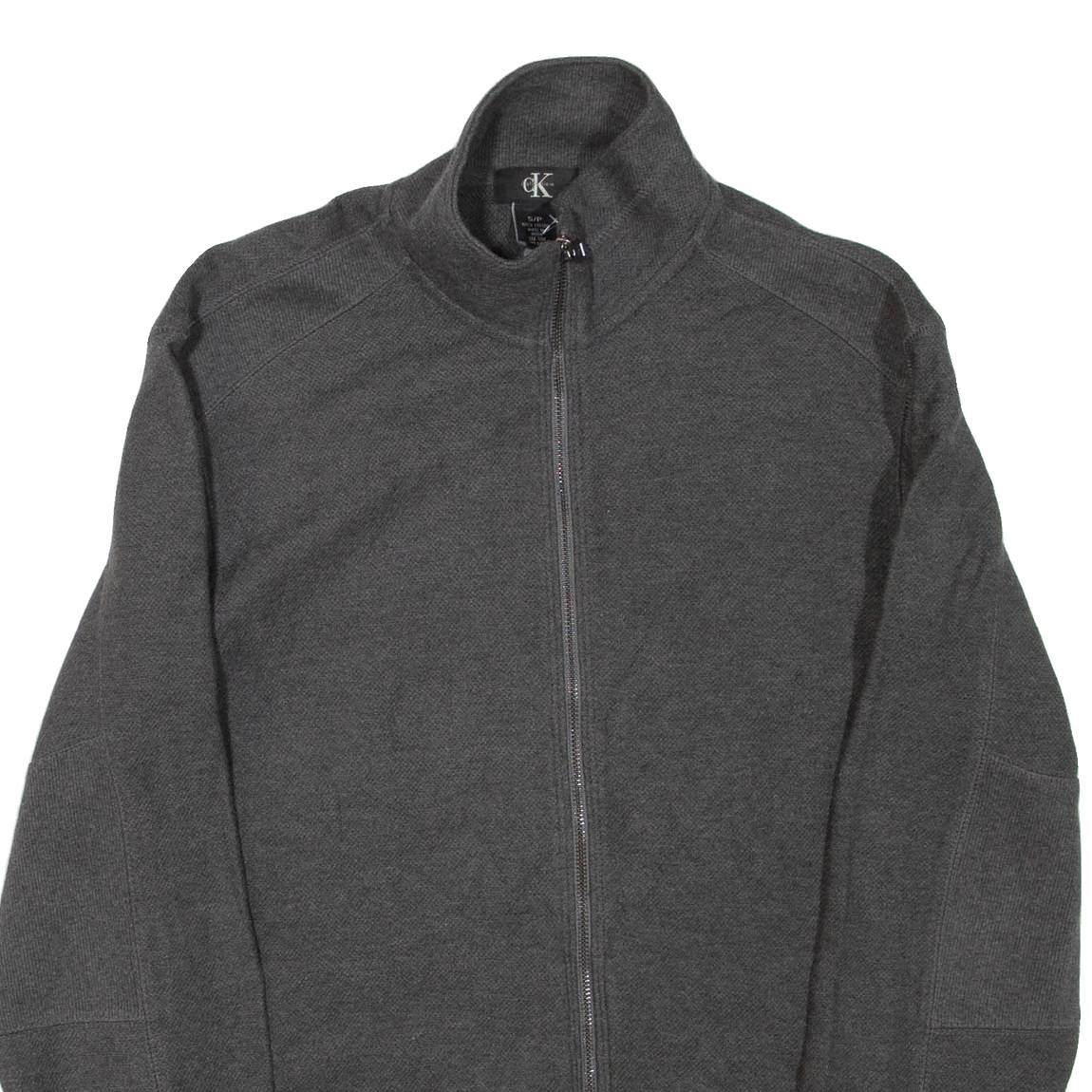 CALVIN KLEIN Mens Jumper Grey 1/4 Zip Tight Knit S
