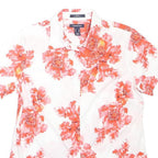 LANDS'END Womens White & Orange Floral Shirt Short Sleeve Collared UK 12