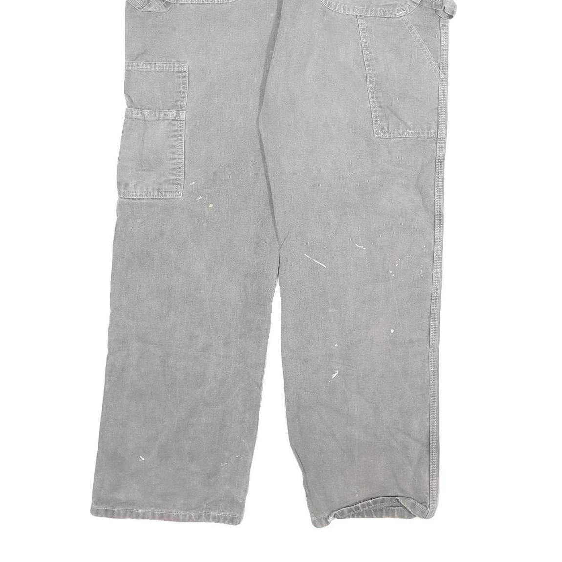 DICKIES Mens Jeans Grey Regular Straight Denim W34 L29 Workwear Paint Splatter