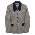 STAFANO COCCI Womens Beige & Blue Wool Check Jacket L Button Classic Tailored