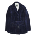 CERRUTI Womens Blue Velvet Jacket M Polyester Blend Button Closure Tailored