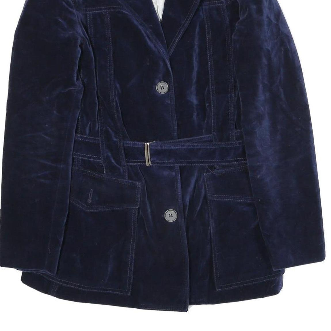 CERRUTI Womens Blue Velvet Jacket M Polyester Blend Button Closure Tailored