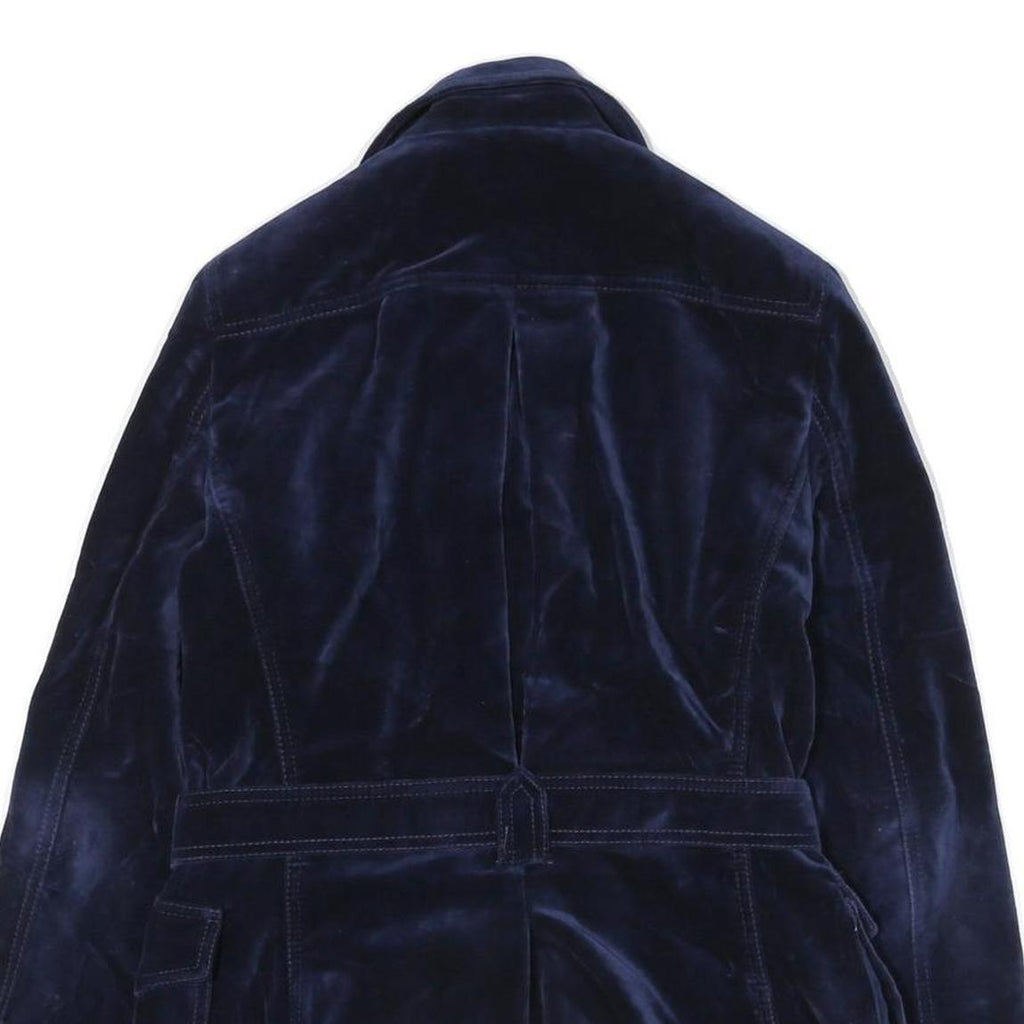 CERRUTI Womens Blue Velvet Jacket M Polyester Blend Button Closure Tailored