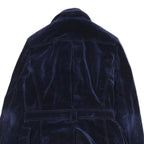 CERRUTI Womens Blue Velvet Jacket M Polyester Blend Button Closure Tailored