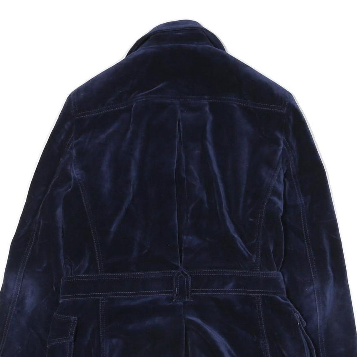 CERRUTI Womens Blue Velvet Jacket M Polyester Blend Button Closure Tailored