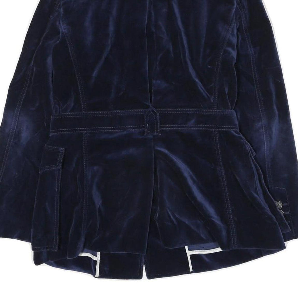 CERRUTI Womens Blue Velvet Jacket M Polyester Blend Button Closure Tailored