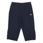 ADIDAS Womens Navy Blue Sports Shorts UK 16 W32 Polyester Blend Three Stripes