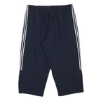 ADIDAS Womens Navy Blue Sports Shorts UK 16 W32 Polyester Blend Three Stripes