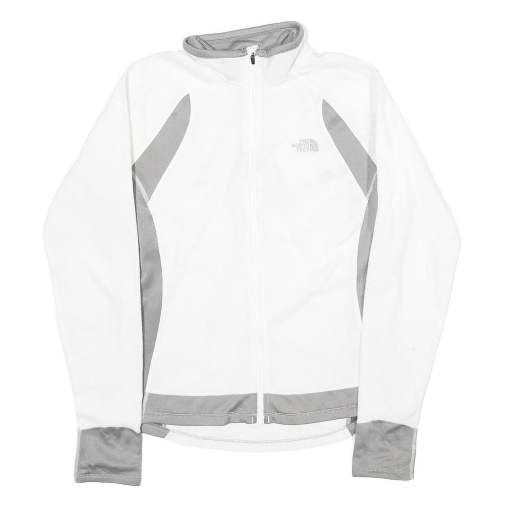 THE NORTH FACE Womens White & Grey Zip Fleece Jacket M Polyester Outdoor Active