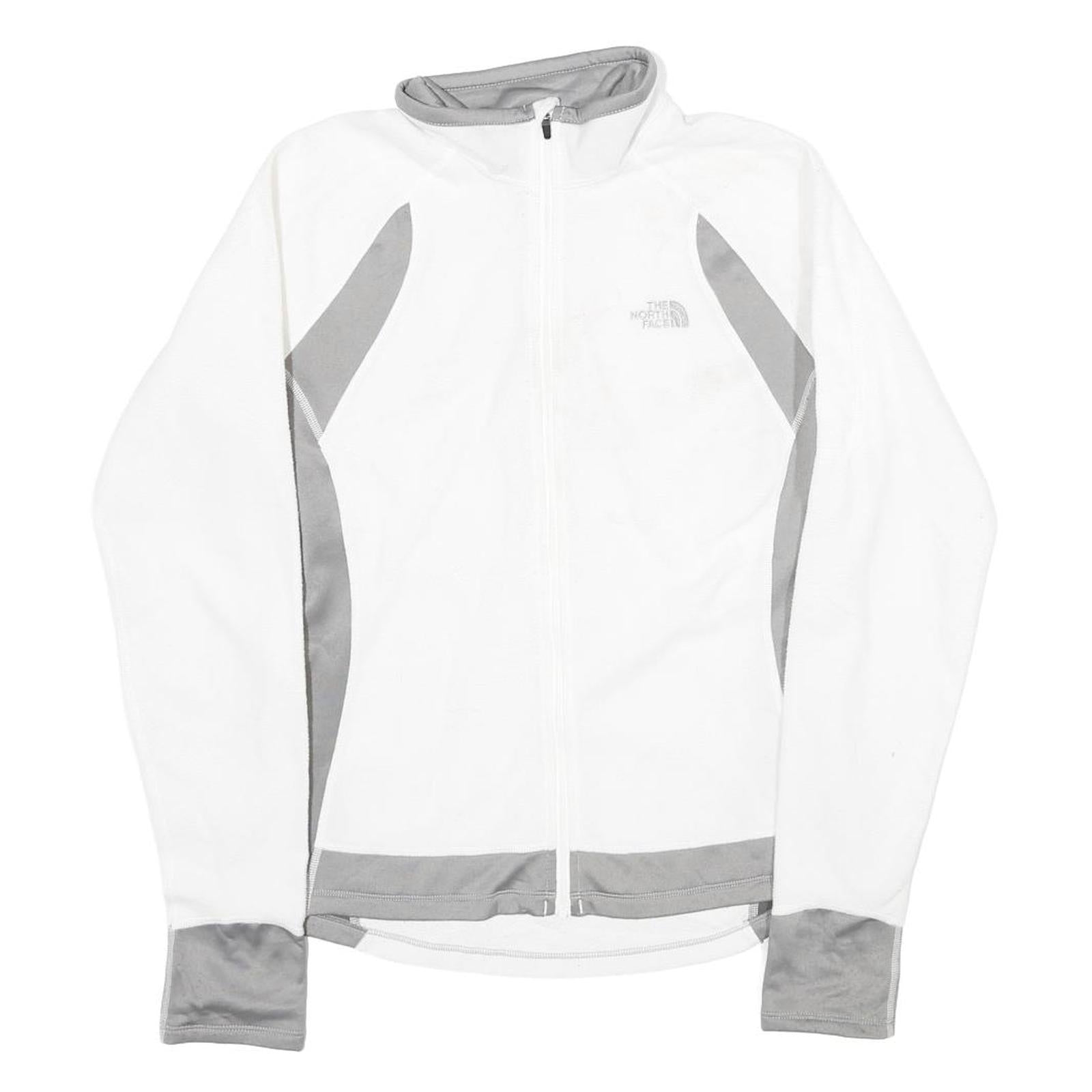 THE NORTH FACE Womens White & Grey Zip Fleece Jacket M Polyester Outdoor Active