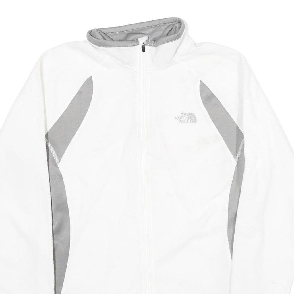 THE NORTH FACE Womens White & Grey Zip Fleece Jacket M Polyester Outdoor Active