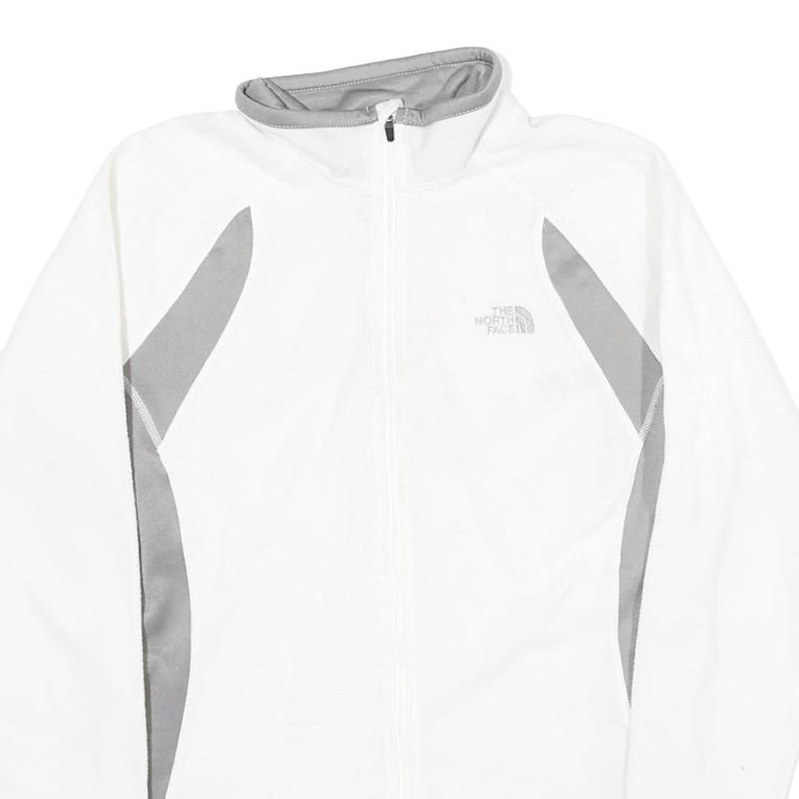 THE NORTH FACE Womens White & Grey Zip Fleece Jacket M Polyester Outdoor Active