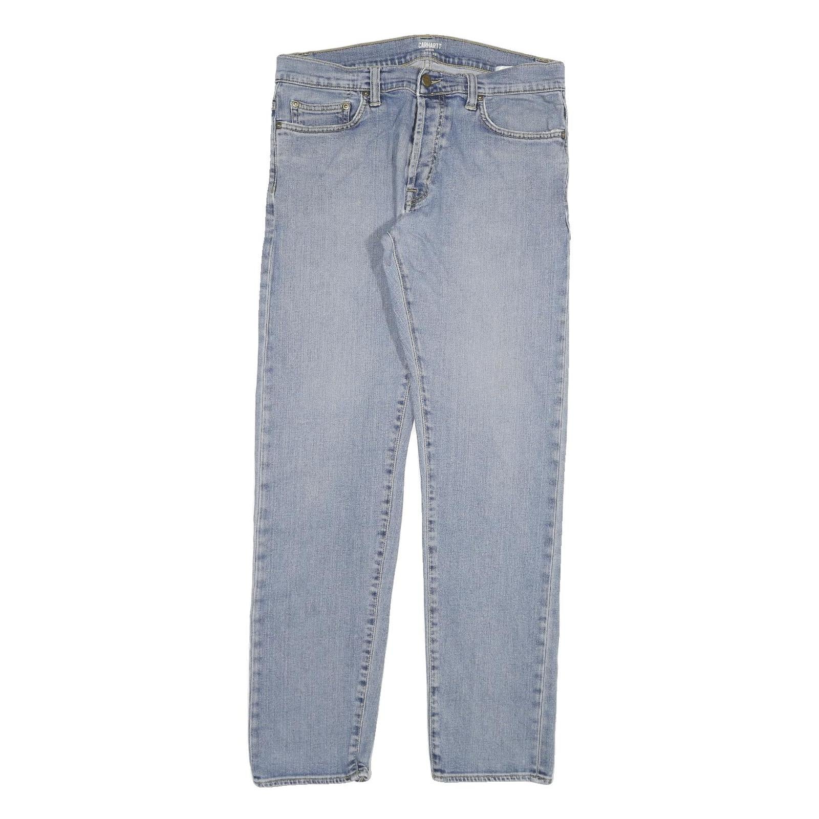 CARHARTT Mens Slim Light Blue Denim Jeans W31 L32 Zip Closure