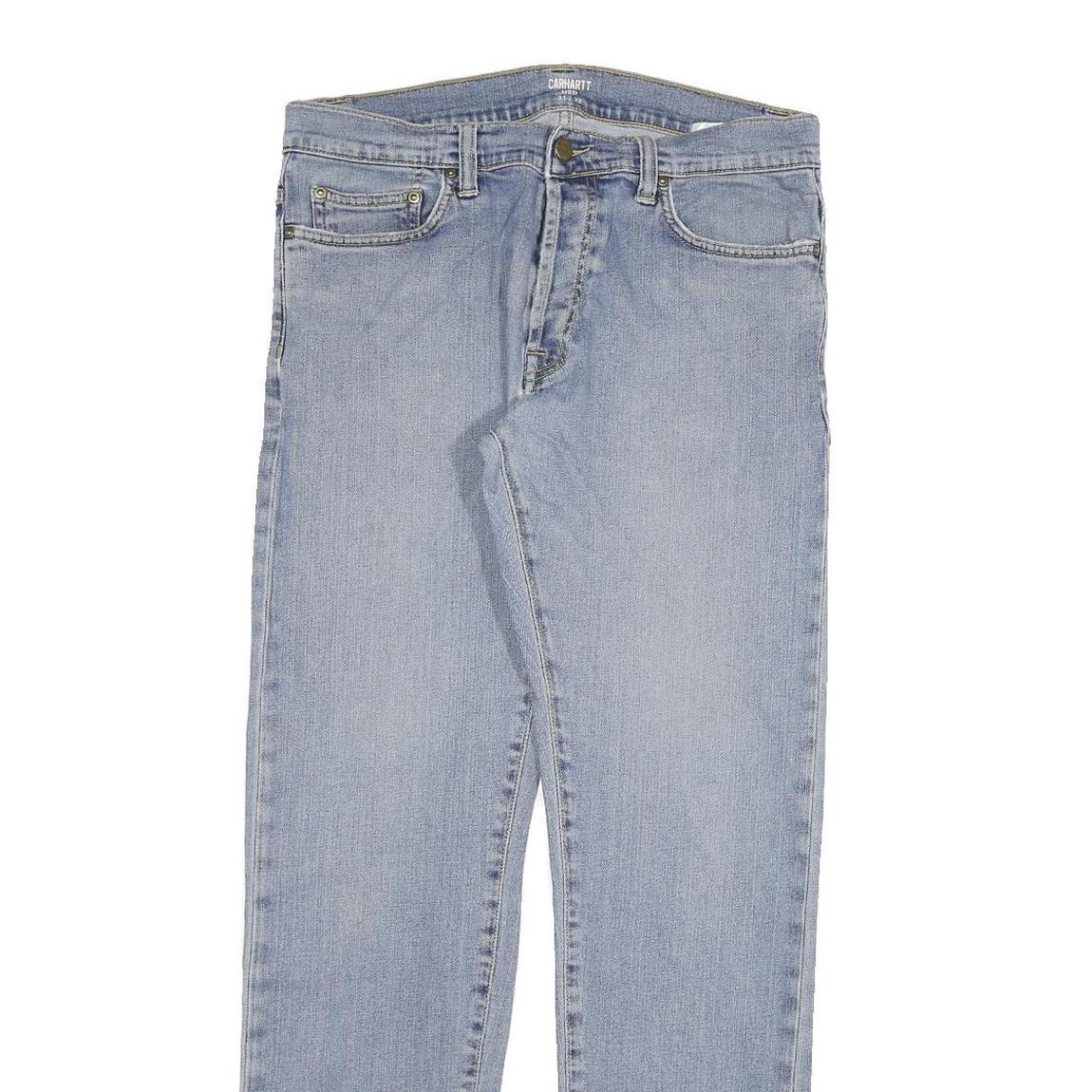CARHARTT Mens Slim Light Blue Denim Jeans W31 L32 Zip Closure