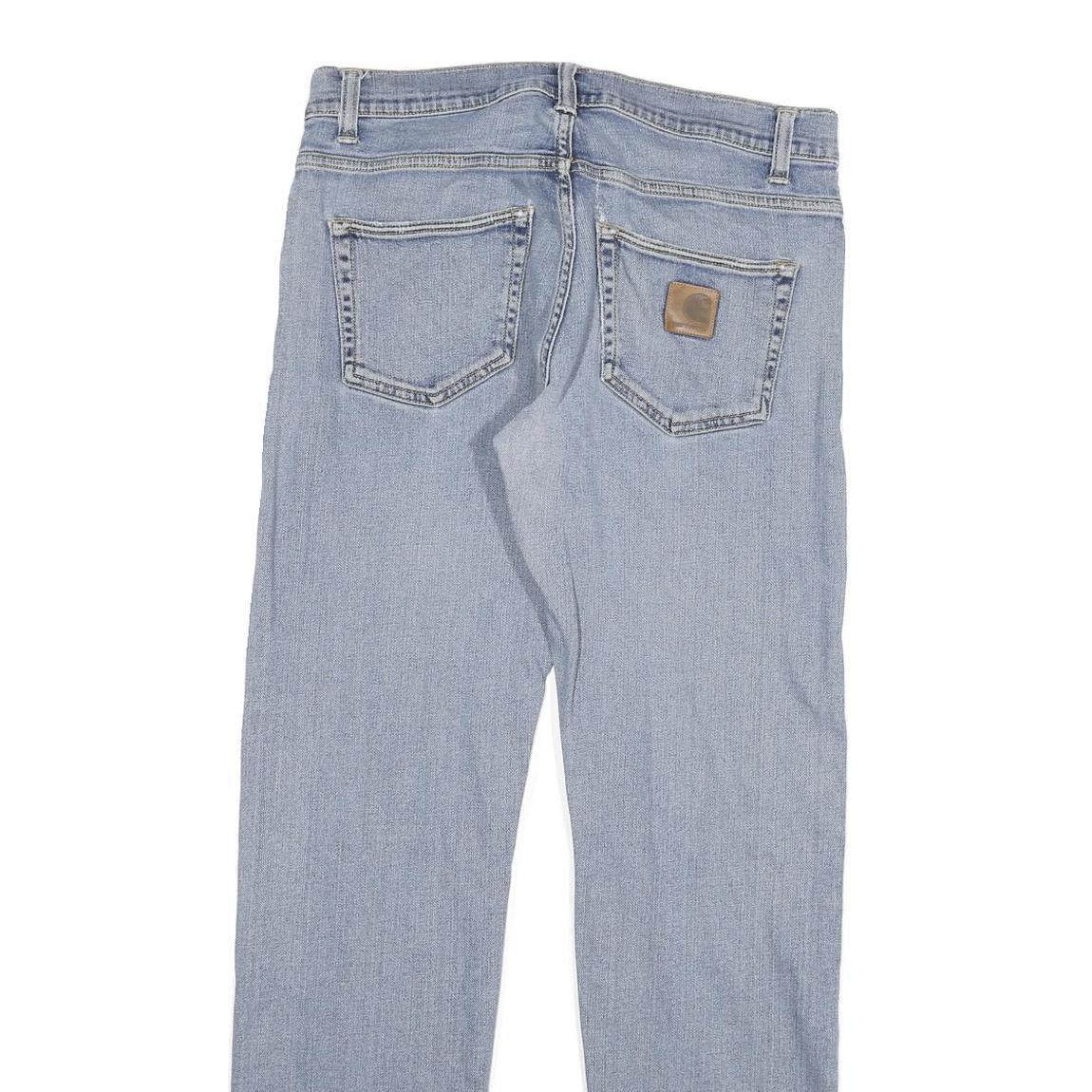 CARHARTT Mens Slim Light Blue Denim Jeans W31 L32 Zip Closure