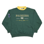 LEE Womens Green & Yellow Green Bay Packers Crew Neck XL Cotton Blend Sweatshirt
