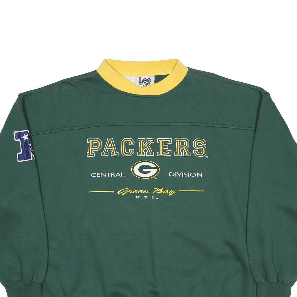LEE Womens Green & Yellow Green Bay Packers Crew Neck XL Cotton Blend Sweatshirt