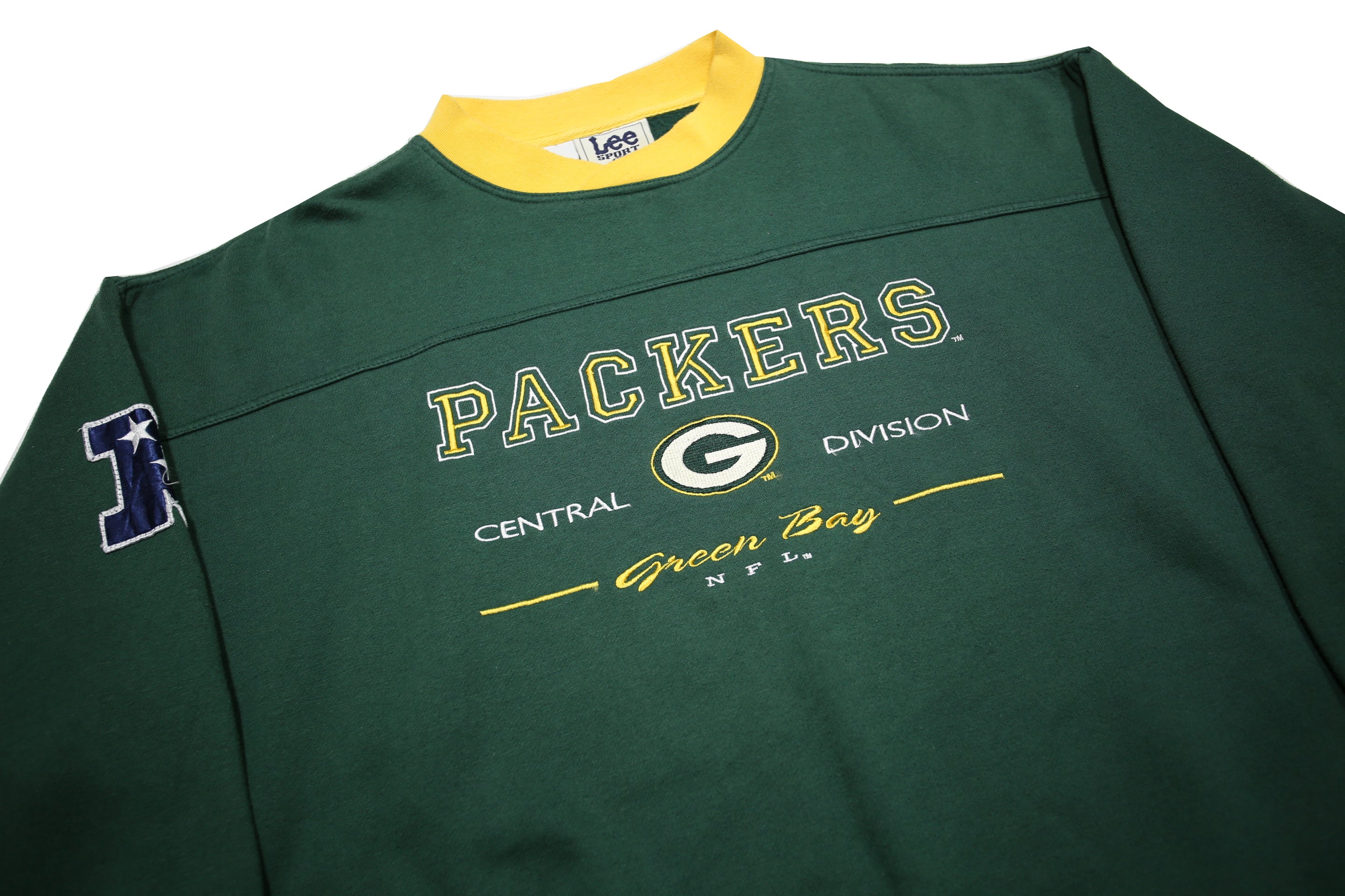 LEE Womens Green & Yellow Green Bay Packers Crew Neck XL Cotton Blend Sweatshirt