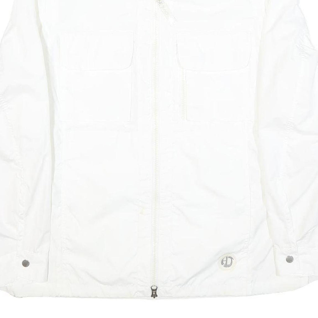ARMANI JEANS Womens White Classic Jacket UK 8 Polyester Plain Zip Lightweight