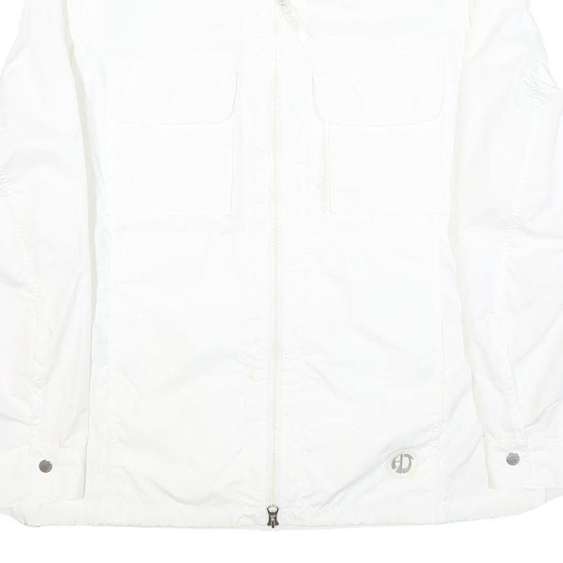 ARMANI JEANS Womens White Classic Jacket UK 8 Polyester Plain Zip Lightweight
