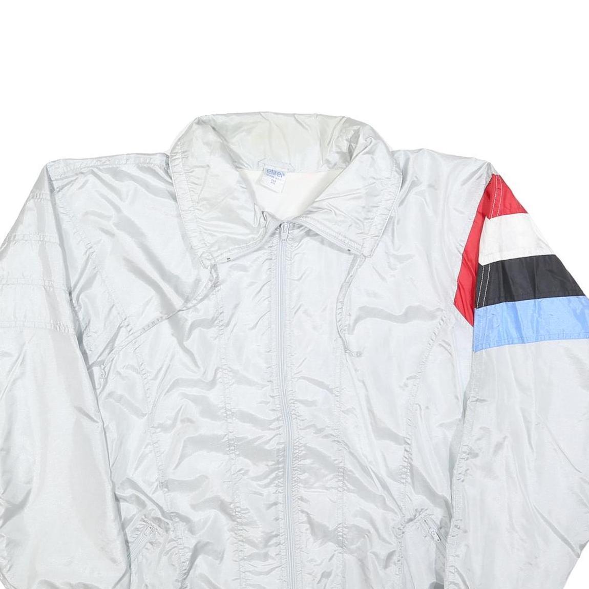 ETIREL Mens White Red Black Blue Sleeve Stripe Zip Jacket L Polyester Blend