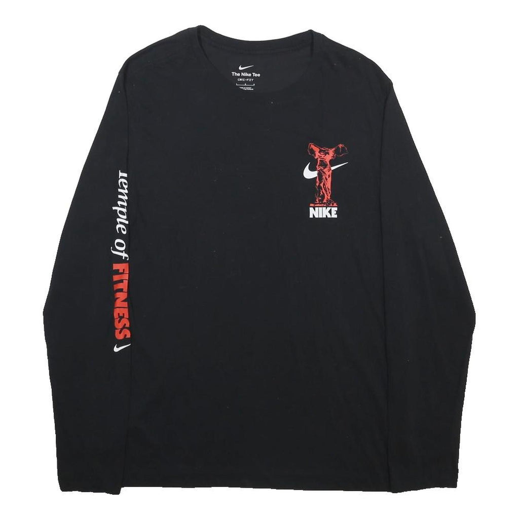 NIKE Mens Black Temple Of Fitness Long Sleeve Crew Neck T-Shirt L