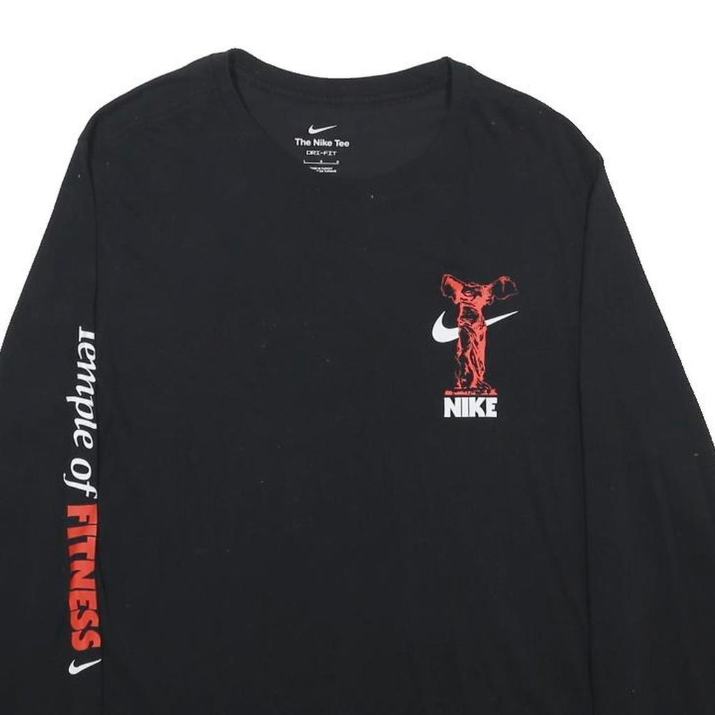 NIKE Mens Black Temple Of Fitness Long Sleeve Crew Neck T-Shirt L