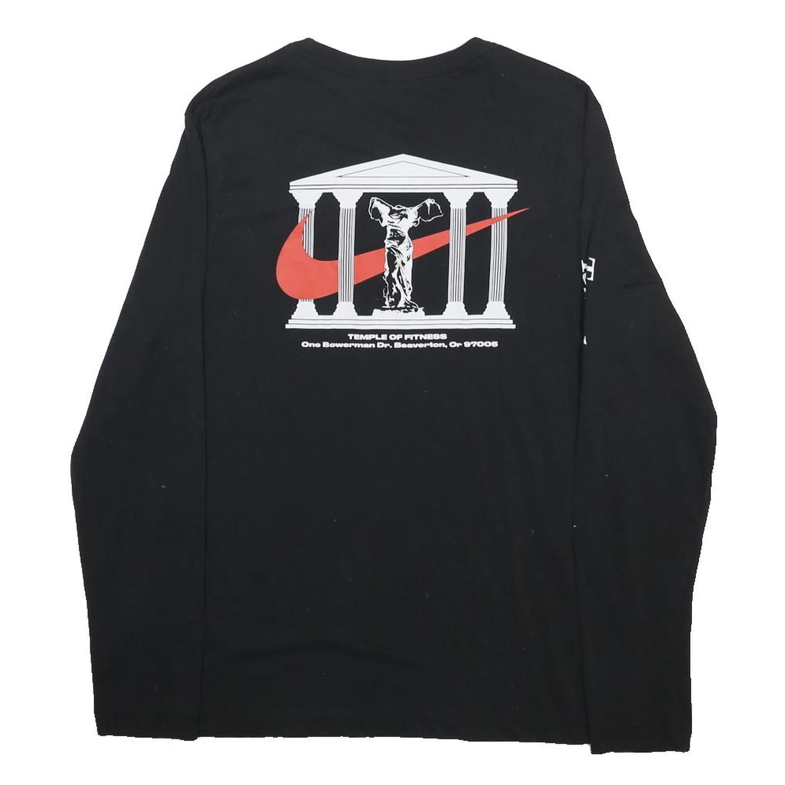 NIKE Mens Black Temple Of Fitness Long Sleeve Crew Neck T-Shirt L