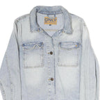 ONLY Womens Blue Denim Button Cotton Jacket L Casual Lightweight Classic