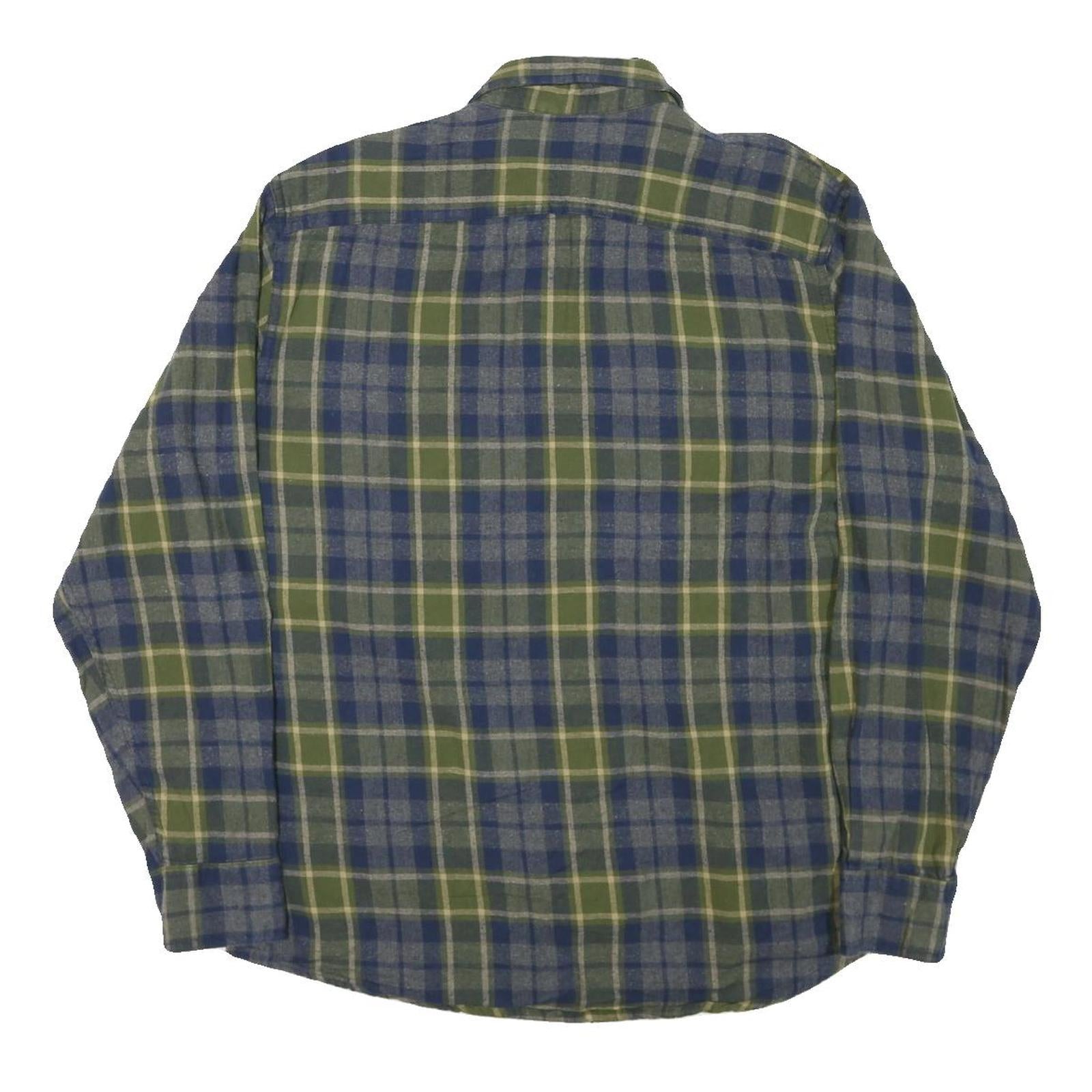 TIMBERLAND Mens Green & Blue Check Shirt L Cotton Blend Long Sleeve Casual