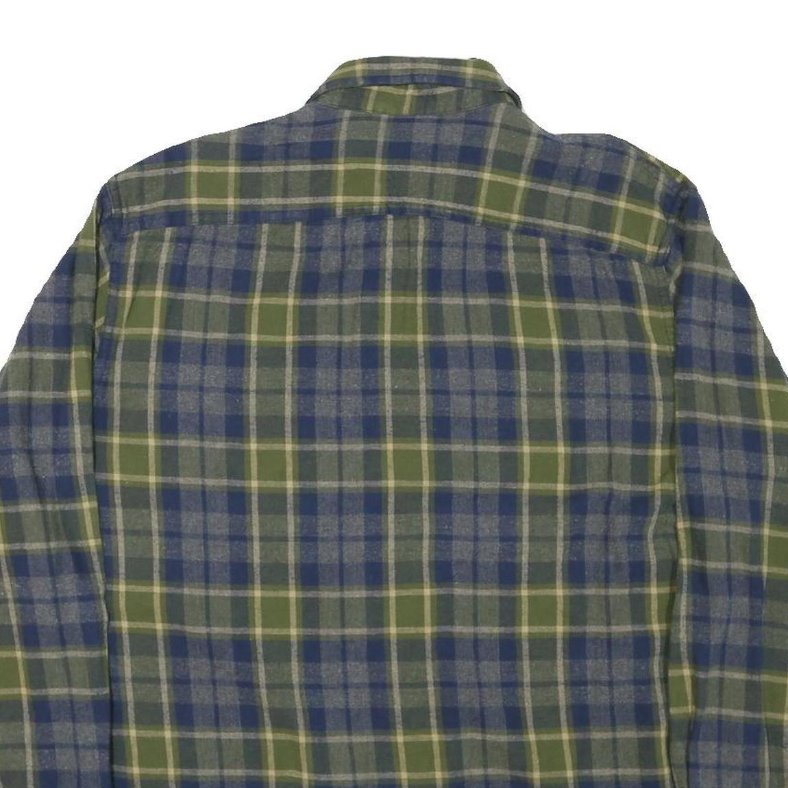 TIMBERLAND Mens Green & Blue Check Shirt L Cotton Blend Long Sleeve Casual