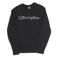 CHAMPION Mens Black Cotton Blend Crew Neck Sweatshirt M Embroidered Logo