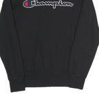 CHAMPION Mens Black Cotton Blend Crew Neck Sweatshirt M Embroidered Logo