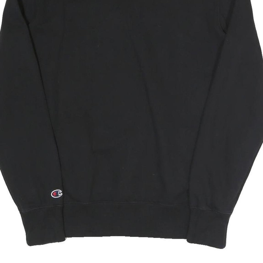 CHAMPION Mens Black Cotton Blend Crew Neck Sweatshirt M Embroidered Logo