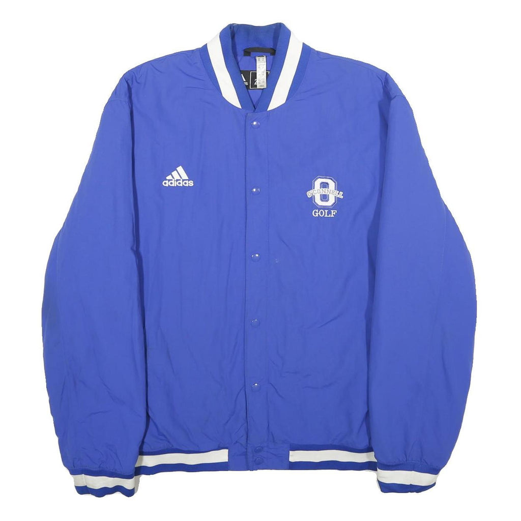 ADIDAS Mens Blue & White Golf Bomber Jacket 2XL Nylon Button Sportswear
