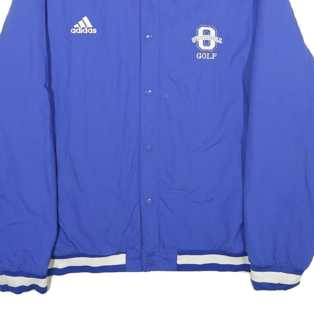ADIDAS Mens Blue & White Golf Bomber Jacket 2XL Nylon Button Sportswear