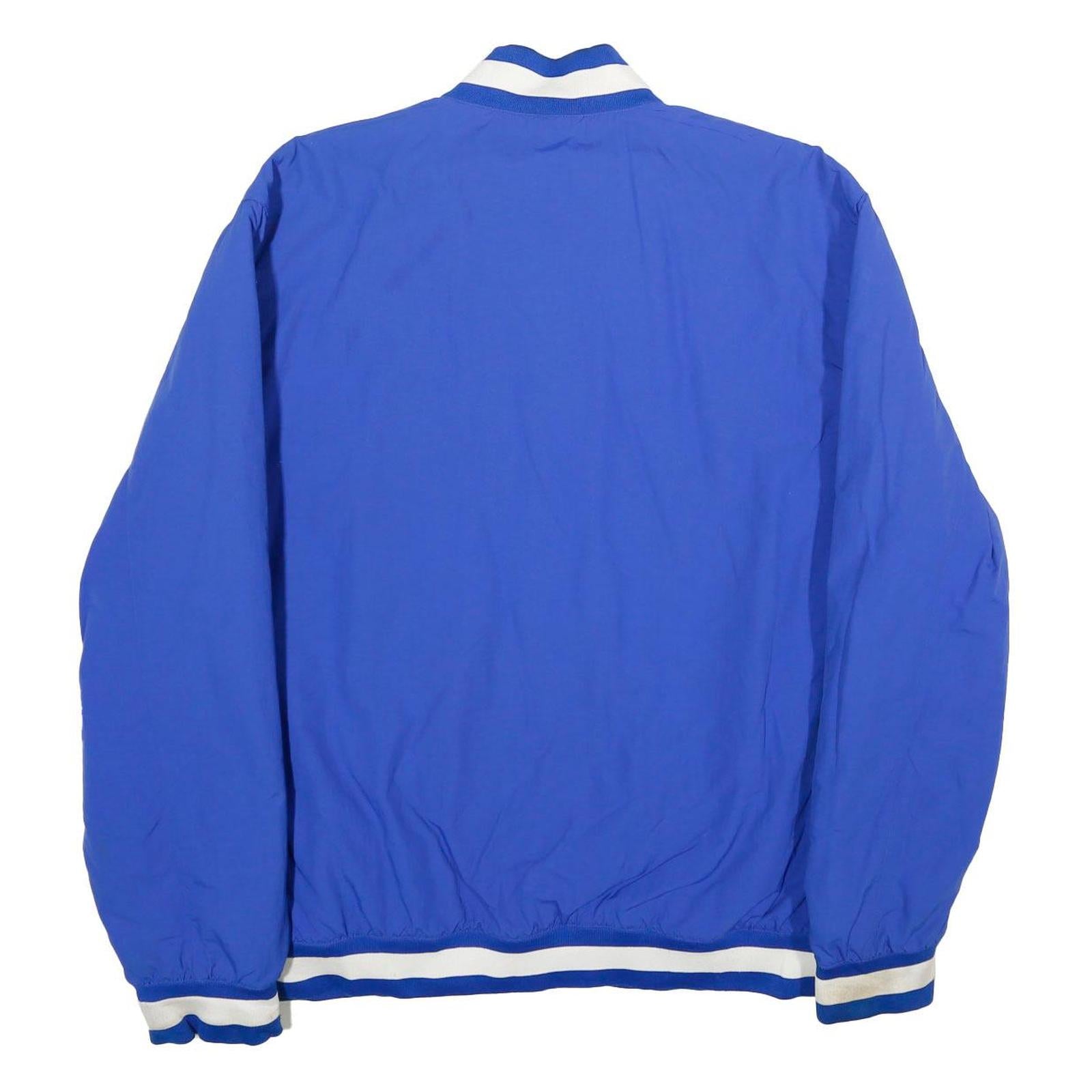 ADIDAS Mens Blue & White Golf Bomber Jacket 2XL Nylon Button Sportswear