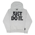 NIKE Mens Grey Hoodie M Just Do It Cotton Blend Pullover Casual Sports