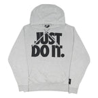 NIKE Mens Grey Hoodie M Just Do It Cotton Blend Pullover Casual Sports