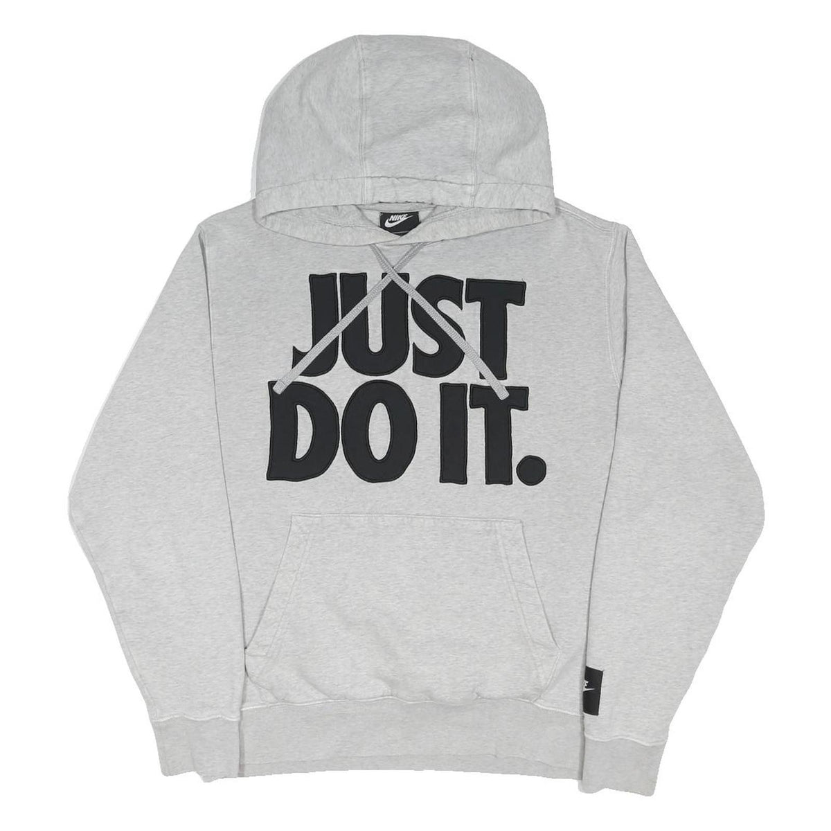 NIKE Mens Grey Hoodie M Just Do It Cotton Blend Pullover Casual Sports
