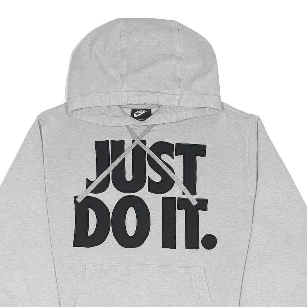 NIKE Mens Grey Hoodie M Just Do It Cotton Blend Pullover Casual Sports