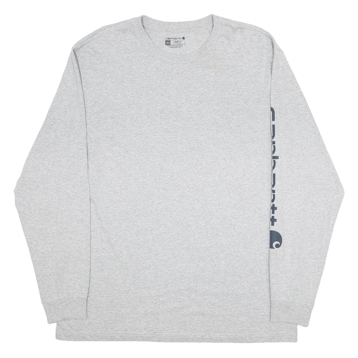 CARHARTT Mens Grey Long Sleeve Crew Neck Logo Print T-Shirt L Cotton Blend