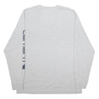 CARHARTT Mens Grey Long Sleeve Crew Neck Logo Print T-Shirt L Cotton Blend