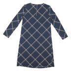 M&S Womens Navy Blue & Cream Check Day Woven Long Sleeve Knee Length UK 12 Dress