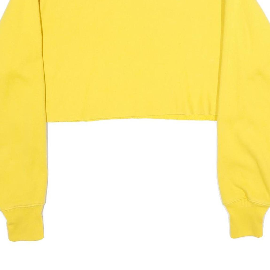 CHAMPION REVERSE WEAVE Womens Yellow Crew Neck M Cropped Sweatshirt