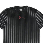 KARL KANI Mens Black & White Striped Streetwear Graphic T-Shirt M Short Sleeve