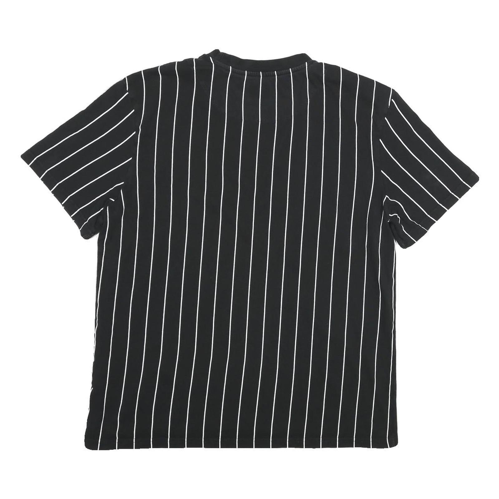 KARL KANI Mens Black & White Striped Streetwear Graphic T-Shirt M Short Sleeve